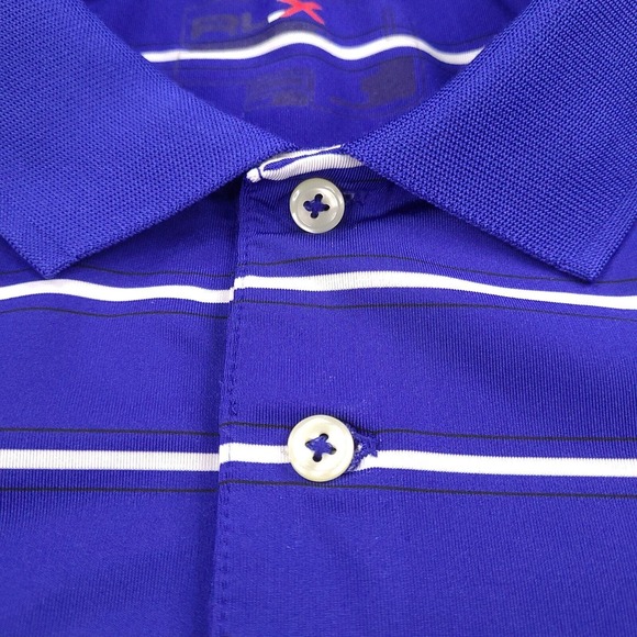 Ralph Lauren RLX Polo Shirt Mens Large Blue Striped Golf Casual Logo - Picture 5 of 14